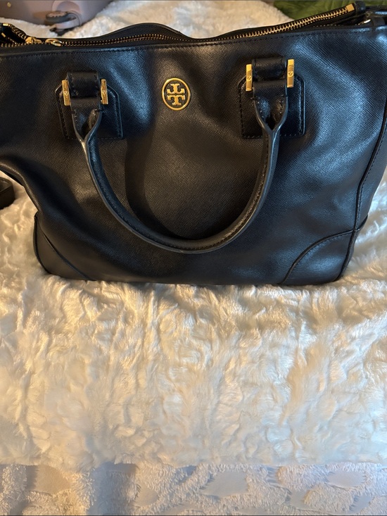 Tory Burch Handbags - Tory Burch Black Leather Satchel with Gold Hardware